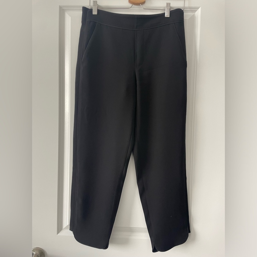 Club Monaco Size 4 Black Elasticized Waist Piping Detailed Dress Pants